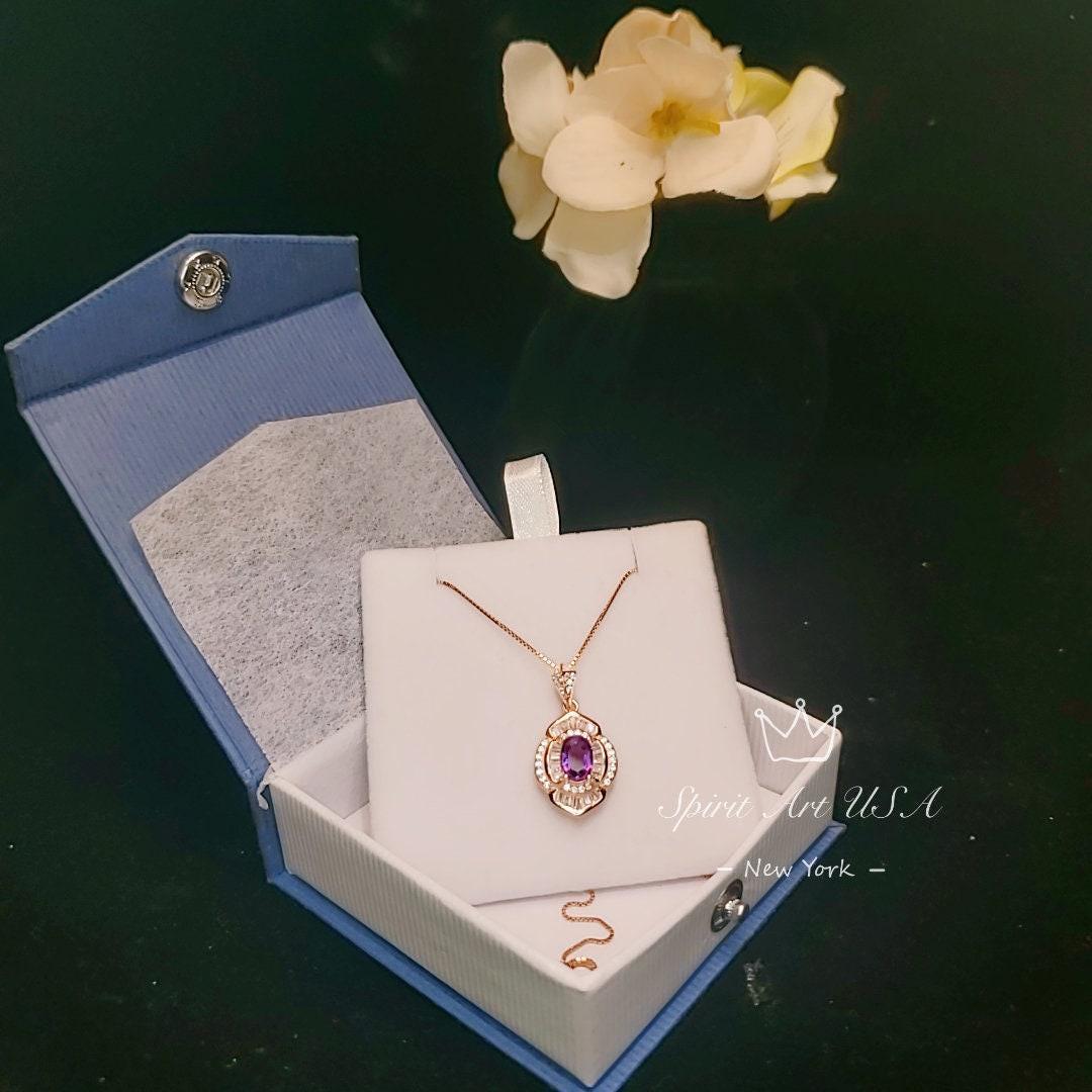 Amethyst Necklace - Rose Gold Sterling Silver - Lotus Amethyst Pendant - February Birthstone - Purple Gemstone Jewelry #615