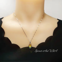 2.5 CT Yellow Moissanite Gemstone Necklace Sterling Silver Teardrop Created Citrine Gemstone Pendant - November Birthstone #395