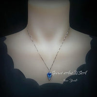 Large Blue Topaz Necklace - Trillion Cut - Blue Topaz Pendant - 18KGP Sterling Silver - Protective Queen's Guard Sword #760