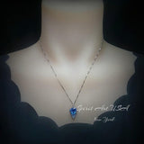 Large Blue Topaz Necklace - Trillion Cut - Blue Topaz Pendant - 18KGP Sterling Silver - Protective Queen's Guard Sword #760