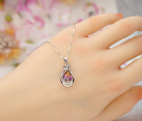 Ametrine Necklace - 925 Sterling Silver Teardrop Flower Lab Created Ametrine Pendant