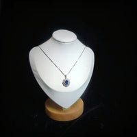 Blue Sapphire Necklace - Gemstone Lotus Leaf Pendant - 18KGP @ Sterling Silver - September Birthstone - Waterlily jewelry #601