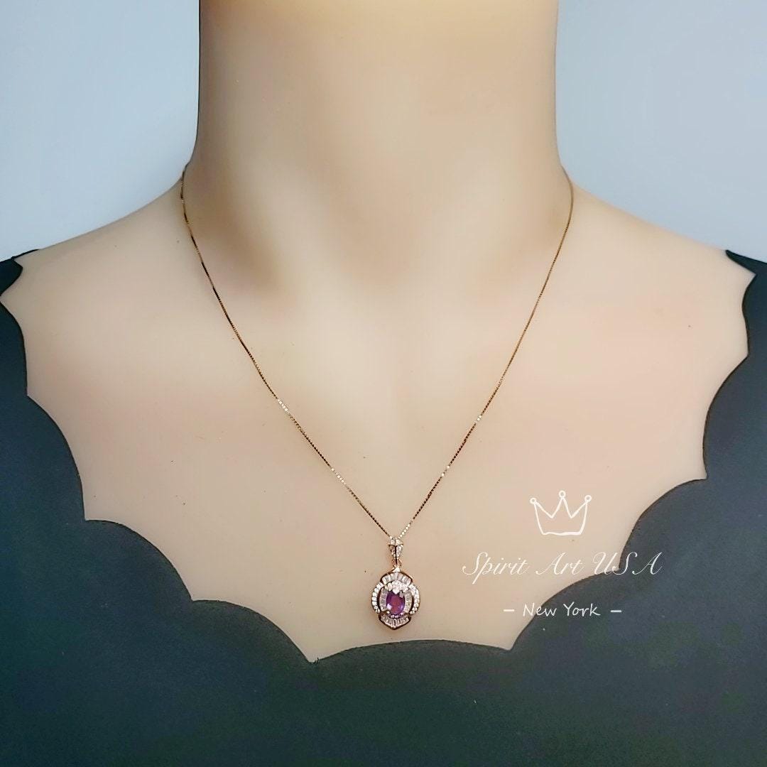 Amethyst Necklace - Rose Gold Sterling Silver - Lotus Amethyst Pendant - February Birthstone - Purple Gemstone Jewelry #615