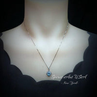 Aquamarine Necklace - Tiny Gemstone Flower Style Blue Aquamarine Pendant - Small Mini Blue Aquamarine Jewelry #310