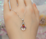 Ametrine Necklace - 925 Sterling Silver Teardrop Flower Lab Created Ametrine Pendant