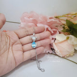 Aquamarine Necklace -Sterling Silver Fox Pendant - 2.5 CT Pendant Teardrop Pear Cut - Deep Sky Blue - Aquamarine Jewelry - 18KGP #442