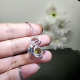Peridot Butterfly Necklace - 18KGP Sterling Silver 10mm 4 ct Lab Created Green Peridot Pendant - August Birthstone Peridot Jewelry #439