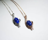Lapis Lazuli Necklace - Sterling Silver Tiny Natural Lapis Jewelry, Rose Gold Lapis Lazuli Pendant, Genuine Lapis Pendant 1043