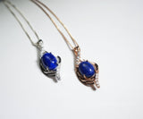 Lapis Lazuli Necklace - Sterling Silver Tiny Natural Lapis Jewelry, Rose Gold Lapis Lazuli Pendant, Genuine Lapis Pendant 1043