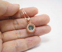 Blue Paraiba Tourmaline Necklace 8mm- Rose Gold Coated 925 Sterling Silver Princess Diana Style Hola Paraiba Pendant 085