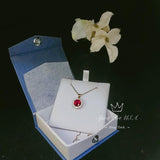 Red Ruby Pendant Necklace 8mm Solitaire Gemstone Yellow Rose gold July birthstone jewelry #126