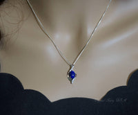 Lapis Lazuli Necklace - Sterling Silver Tiny Natural Lapis Jewelry, Rose Gold Lapis Lazuli Pendant, Genuine Lapis Pendant 1043