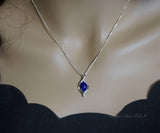 Lapis Lazuli Necklace - Sterling Silver Tiny Natural Lapis Jewelry, Rose Gold Lapis Lazuli Pendant, Genuine Lapis Pendant 1043