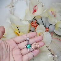 4 CT Emerald Necklace Sterling Silver Flower Tassel 10mm Round Green Gemstone Pendant Diamond White Gold Plated May Birthstone 1025