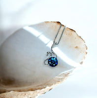 Sapphire Necklace Sterling Silver Swan Jewelry - 18KGP 1.8 ct Round Blue Sapphire Pendant - Simple September Birthstone Bird Lover #157