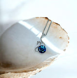 Sapphire Necklace Sterling Silver Swan Jewelry - 18KGP 1.8 ct Round Blue Sapphire Pendant - Simple September Birthstone Bird Lover #157