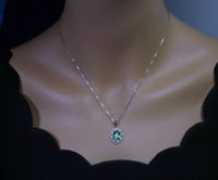Emerald Necklace - 925 Sterling Silver Flower Green Emerald Pendant - Sim Gemstone Pendant - May Birthstone #240