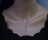 Emerald Necklace - 925 Sterling Silver Flower Green Emerald Pendant - Sim Gemstone Pendant - May Birthstone #240