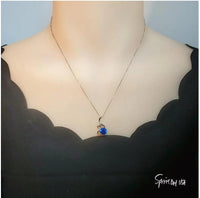Sapphire Necklace Sterling Silver Swan Jewelry - 18KGP 1.8 ct Round Blue Sapphire Pendant - Simple September Birthstone Bird Lover #157