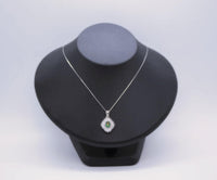Gemstone Emerald Necklace White Gold plated Sterling Silver Green Gemstone Pendant Double Surround Star Dainty May Birthstone #960