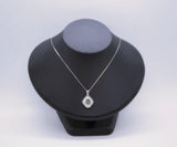 Gemstone Emerald Necklace White Gold plated Sterling Silver Green Gemstone Pendant Double Surround Star Dainty May Birthstone #960