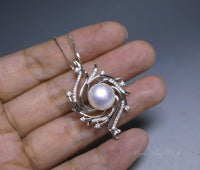 Large Freshwater Pearl Necklace - Full Sterling Silver High Quality Bridal Pearl Necklace - Genuine White Pearl Jewelry #425
