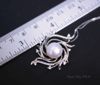 Large Freshwater Pearl Necklace - Full Sterling Silver High Quality Bridal Pearl Necklace - Genuine White Pearl Jewelry #425