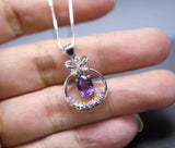 Amethyst Necklace Sterling Silver - Genuine Dangle February Birthstone Mini Butterfly Natural Amethyst Jewelry Pendant 1037