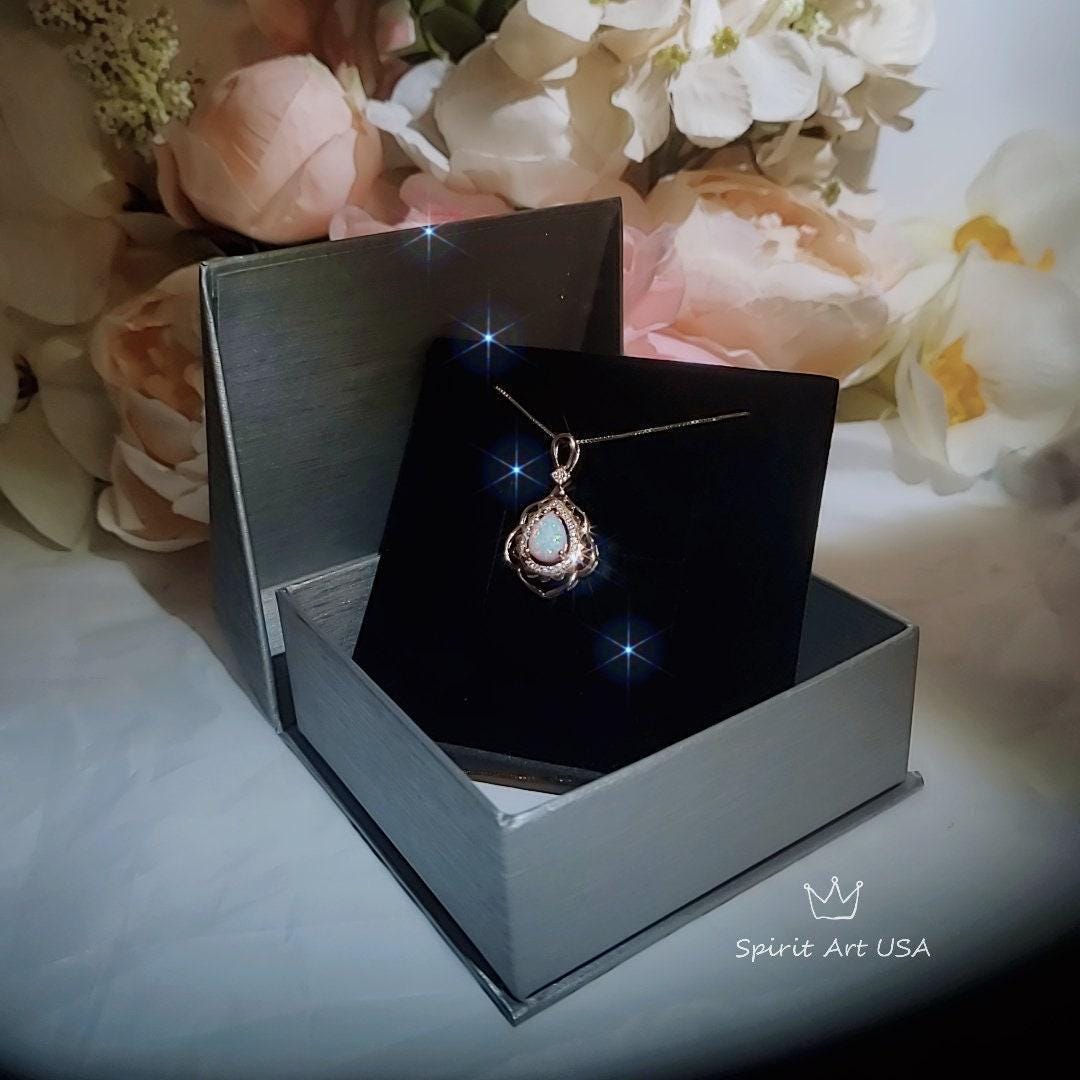 Custum listing for Large Opal Necklace - Rose Gold Coated 925 Sterling Silver Flower Leaf style - two chain 5678