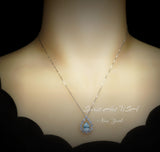 Aquamarine Necklace, Sterling Silver Blue Aquamarine Pendant Gemstone Halo Teardrop Blue Aquamarine Jewelry - March Birthstone - 18kgp #47