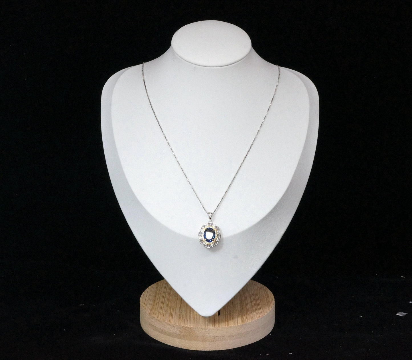 Large Tanzanite Necklace Gemstone Lotus Solitaire 3 CT Blue Gemstone Pendant December Birthstone White Gold plated #712