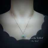 Genuine Green Peridot Necklace, Gemstone Snow Flower Pendant - 18kgp@ Sterling Silver, Natural Peridot Pendant August Birthstone #974