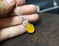 Diamond Crown Yellow Onyx Necklace White Gold Plated sterling silver chain November birthstone 1033