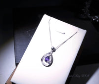Natural Amethyst Necklace Sterling Silver - Grenuine Teardrop Amethyst Jewelry - February Birthstone 1063