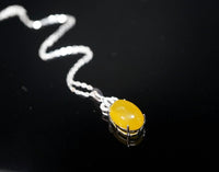 Diamond Crown Yellow Onyx Necklace White Gold Plated sterling silver chain November birthstone 1033