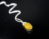 Diamond Crown Yellow Onyx Necklace White Gold Plated sterling silver chain November birthstone 1033