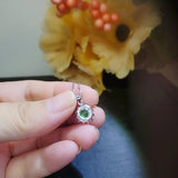 Minimalist Green Diopside Necklace Sterling Silver Sunflower Princess Diana Style Tiny Green Gemstone Pendant 1102