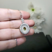 Natural Peridot Necklace - 18KGP Sterling Silver - 1.5 Ct Triple Gemstone Halo - Genuine Green Peridot Pendant #842