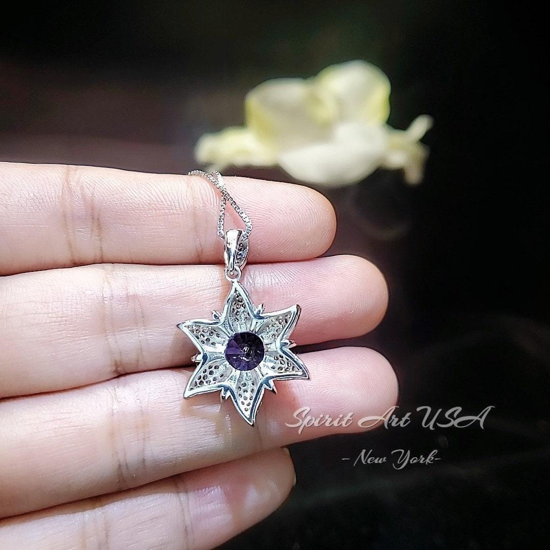 Gemstone Star Blue Tanzanite Necklace - 18KGP Sterling Silver - 6 Point Star Pendant - 2CT Hexagram Deep Blue Tanzanite Jewelry #882