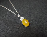 Diamond Crown Yellow Onyx Necklace White Gold Plated sterling silver chain November birthstone 1033