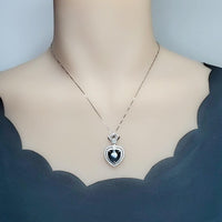 Black CZ Sterling Silver Necklace Large Black Heart Necklace Full 925 Sterling Silver Made 1054