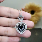 Black CZ Sterling Silver Necklace Large Black Heart Necklace Full 925 Sterling Silver Made 1054