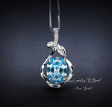 Dainty Sterling Silver Flower Aquamarine Necklace March Birthstone Solitaire High Quality Aquamarine #257