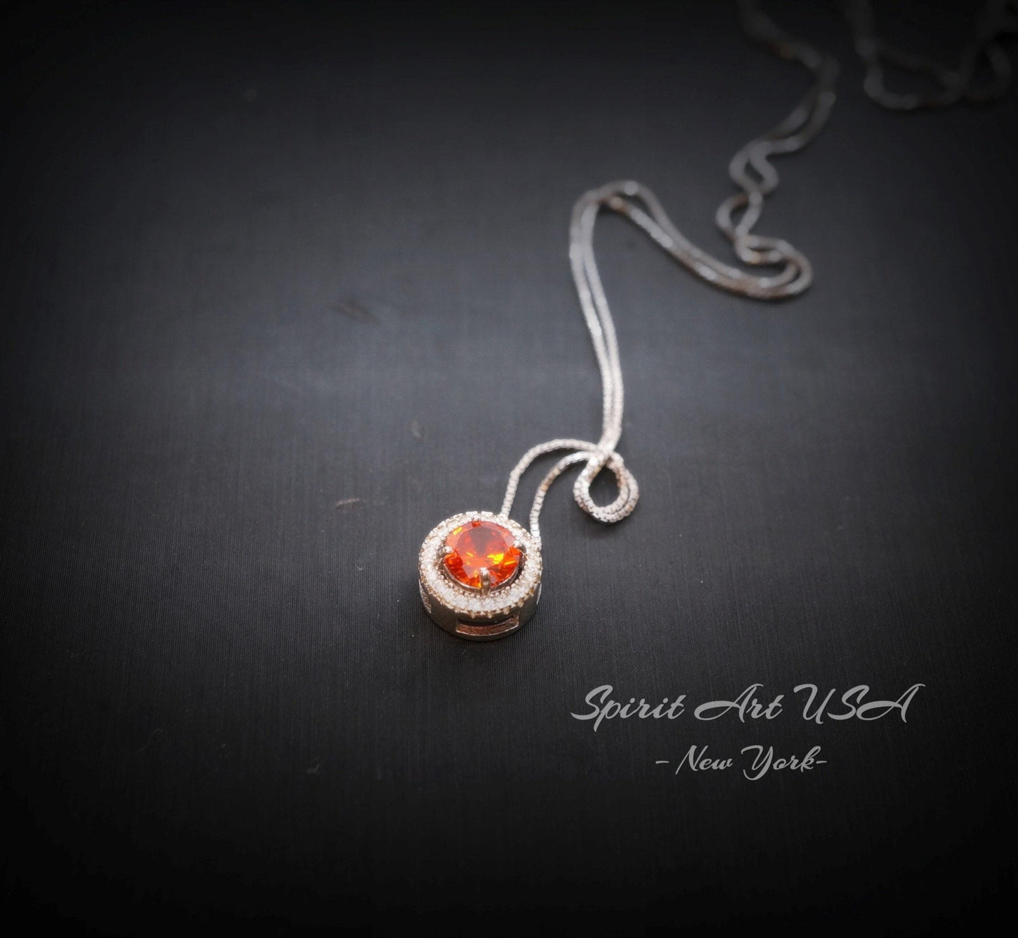Tiny Round Sunstone Choker Necklace - Sterling Silver Circle Spessartite Garnet Jewelry - 18KGP Orange Gemstone Sunstone Pendant 039