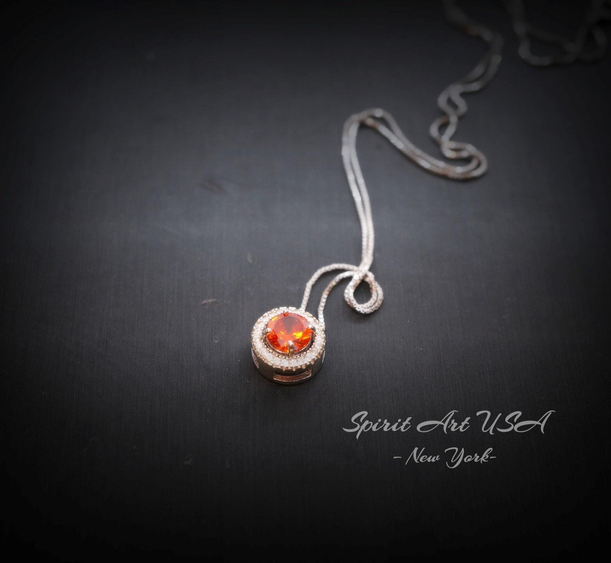 Tiny Round Sunstone Choker Necklace - Sterling Silver Circle Spessartite Garnet Jewelry - 18KGP Orange Gemstone Sunstone Pendant 039