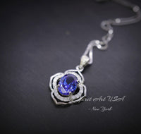1.5 Ct small Tanzanite Pendant - Sterling Silver Gemstone Flower OF Life Tanzanite Necklace - December Birthstone Tanzanite Jewelry #245