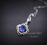 1.5 Ct small Tanzanite Pendant - Sterling Silver Gemstone Flower OF Life Tanzanite Necklace - December Birthstone Tanzanite Jewelry #245