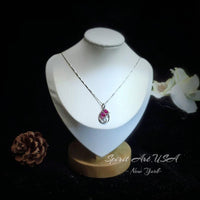 Sterling Silver Ruby Necklace, Leaf Ruby Pendant, 18kgp White gold, Dainty Tiny July Birthstone #311