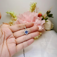 1.5 Ct small Tanzanite Pendant - Sterling Silver Gemstone Flower OF Life Tanzanite Necklace - December Birthstone Tanzanite Jewelry #245
