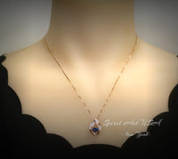 Swing Blue Sapphire Necklace - Rose Gold coated Dynamic 0.85 Ct Blue Sapphire Pendant - dynamic Sterling Silver - September Birthstone #176